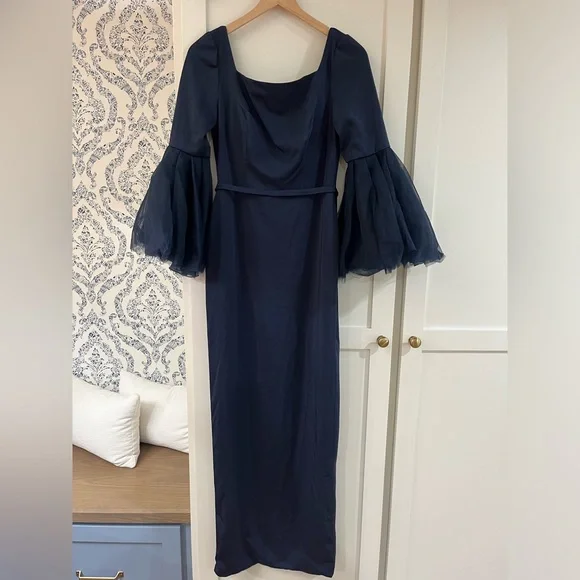 Mac Duggal Royal Blue Long Sleeve Gown - Picture 4 of 7